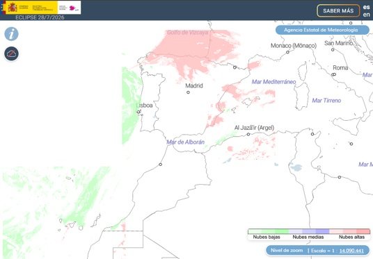 Aemet reforzará sus predicciones meteorológicas para el eclipse solar del 12 de agosto
